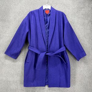 Narciso Rodriguez Coat Small Purple Wool‎ Dolman Sleeve Pockets Belted